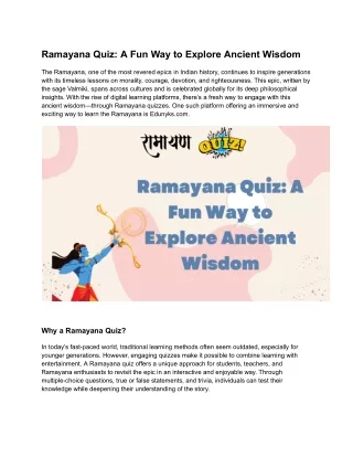 Ramayana Quiz_ A Fun Way to Explore Ancient Wisdom