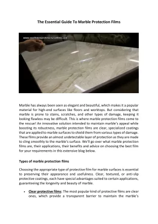 The Essential Guide To Marble Protection Films