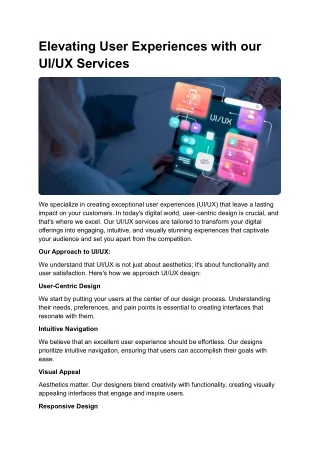 Elevating User Experiences with our UI UX Services