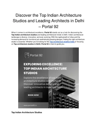 Discover the Top Indian Architecture Studios and Leading Architects in Delhi – Portal 92