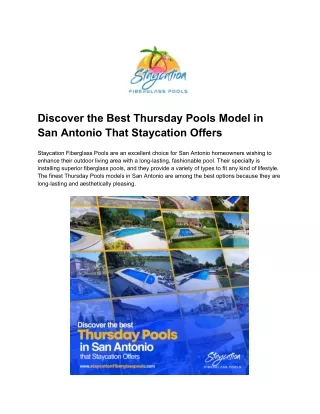 Discover the Best Thursday Pools Model in San Antonio That Staycation Offers