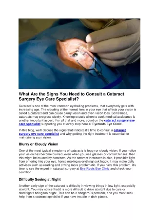 Cataract Surgery Eye Care Specialist