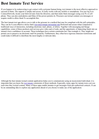 Most effective Inmate Text Service