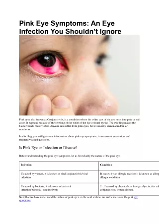 Pink Eye Symptoms: An Eye Infection You Shouldn’t Ignore