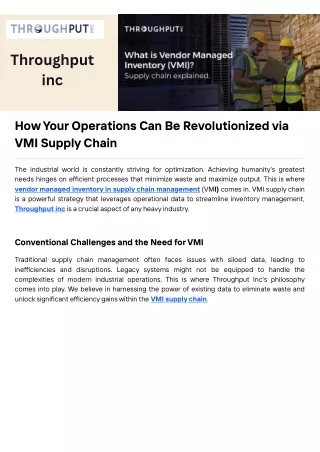 Optimize Your Supply Chain with Throughput’s VMI Solutions Today!