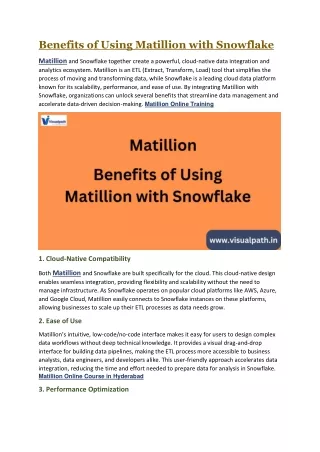 Matillion Online Training in Hyderabad