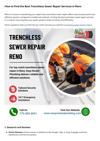 How to Find the Best Trenchless Sewer Repair Services in Reno