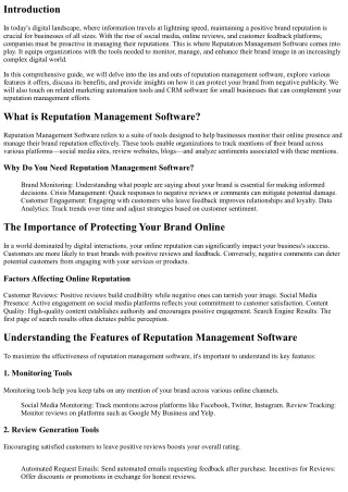 Reputation Management Software: Protecting Your Brand in a Digital World