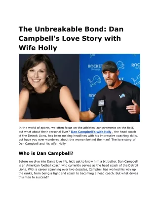 The Unbreakable Bond_ Dan Campbell's Love Story with Wife Holly