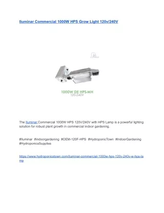 Iluminar Commercial 1000W HPS Grow Light 120v_240V