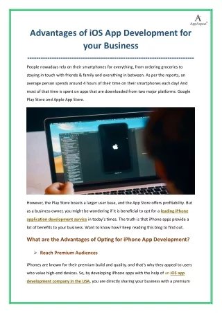Advantages of iOS App Development for your Business