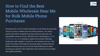 How to Find the Best Mobile Wholesale Near Me for Bulk Mobile Phone Purchases