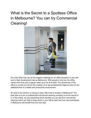 What is the Secret to a Spotless Office in Melbourne_ You can try Commercial Cleaning!.