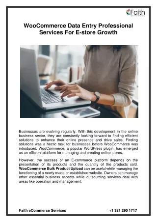 WooCommerce Data Entry professional services for e-store growth