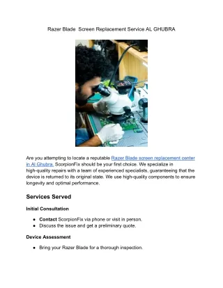 Razer Blade  Screen Replacement Service AL GHUBRA