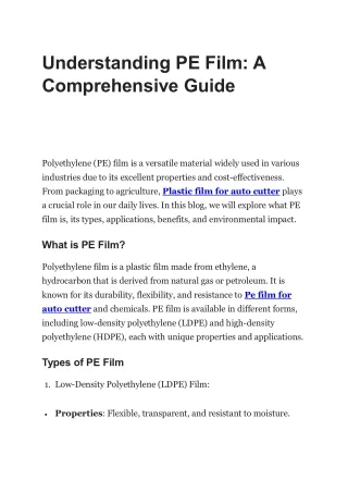 Understanding PE Film