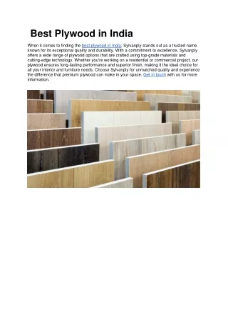 Best Plywood in India