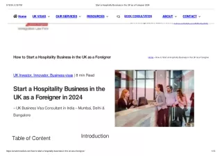 Start a Hospitality Business in the UK as a Foreigner 2024