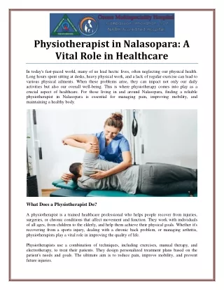 Physiotherapist in Nalasopara for Pain Relief and Rehabilitation