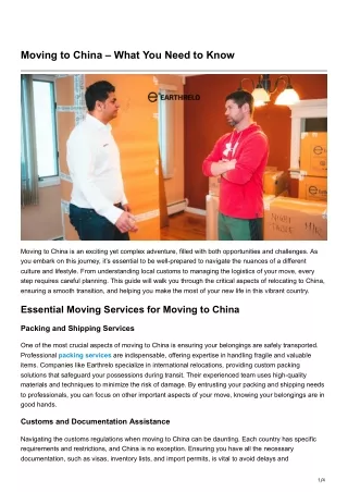 Moving to China – What You Need to Know