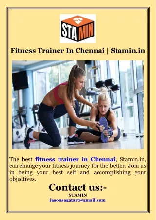 Fitness Trainer In Chennai  Stamin.in