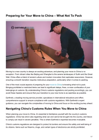 Preparing for Your Move to China – What Not To Pack