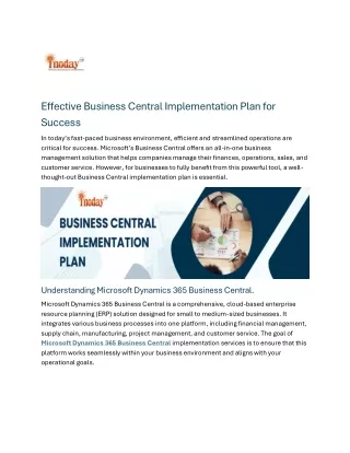 Effective Business Central Implementation Plan for Success