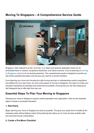 Moving To Singapore – A Comprehensive Service Guide
