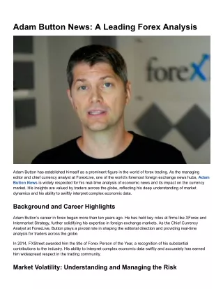 Adam Button News_ A Leading Forex Analysis