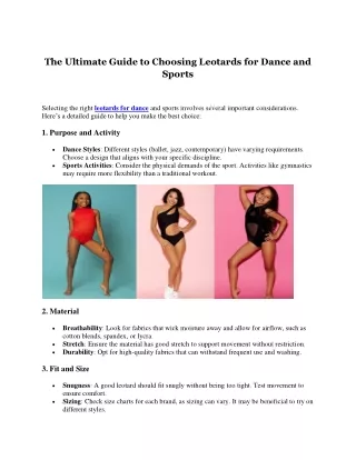 The Ultimate Guide to Choosing Leotards for Dance and Sports - Kandi Kouture