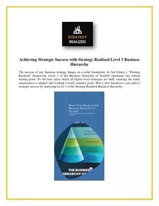 Strategy Realized Level 1 Business Hierarchy