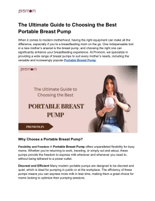 The Ultimate Guide to Choosing the Best Portable Breast Pump