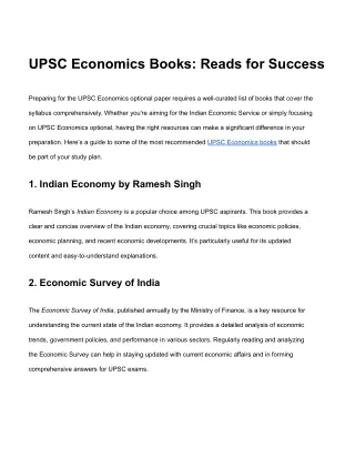 UPSC Economics Books