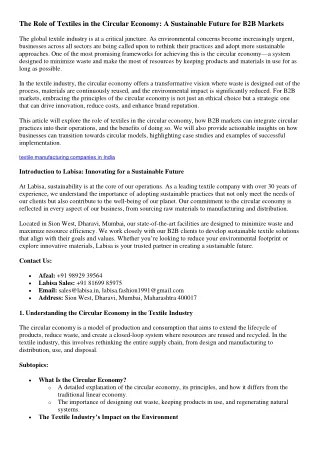 The Role of Textiles in the Circular Economy