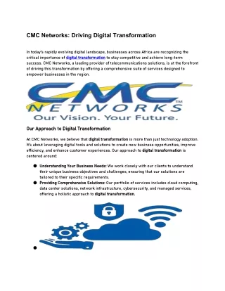 CMC Networks: Driving Digital Transformation