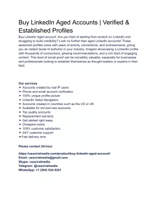 Buy LinkedIn Aged Accounts _ Verified & Established Profiles