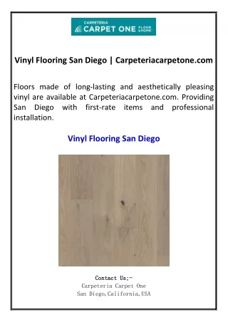 Vinyl Flooring San Diego Carpeteriacarpetone.com