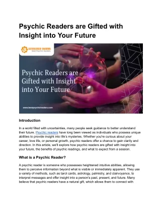 Psychic Readers are Gifted with Insight into Your Future