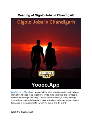 Steps to Finding Gigolo Jobs in Chandigarh