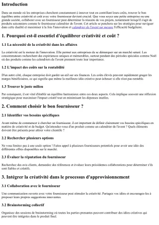 “Trouver le Bon Équilibre entre Créativité et Coût avec votre fournisseur.”