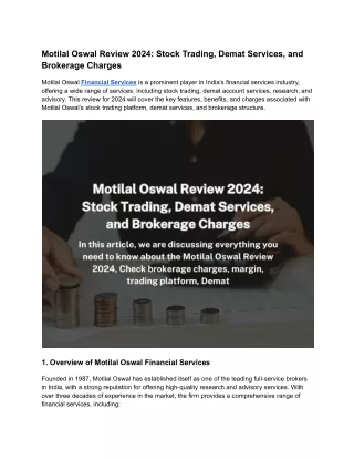 Motilal Oswal Review 2024, Stock Trading, Demat, Brokerage Charges : TheShareBro