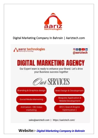 Digital Marketing Company In Bahrain  Aariztech.com