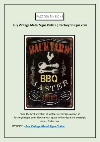 Metal Tin Sign | Factorytinsigns.com