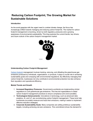 Carbon Footprint Management Market Trends and Forecasts