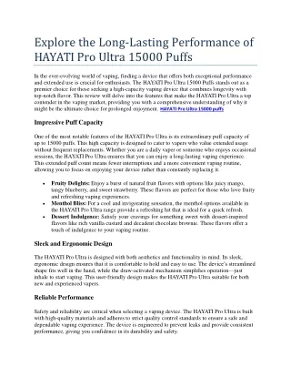 Explore the Long-Lasting Performance of HAYATI Pro Ultra 15000 Puffs