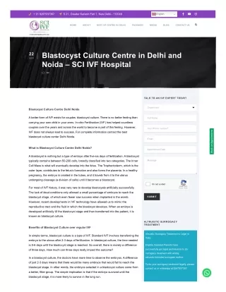 Blastocyst Culture Centre in Delhi and Noida – SCI IVF Hospital