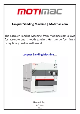 Lacquer Sanding Machine Motimac.com