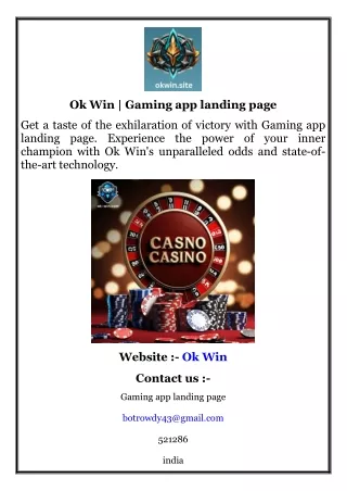 Ok Win  Gaming app landing page