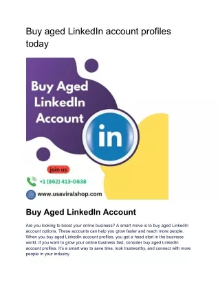 Buy aged LinkedIn account profiles today