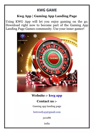 Kwg App  Gaming App Landing Page